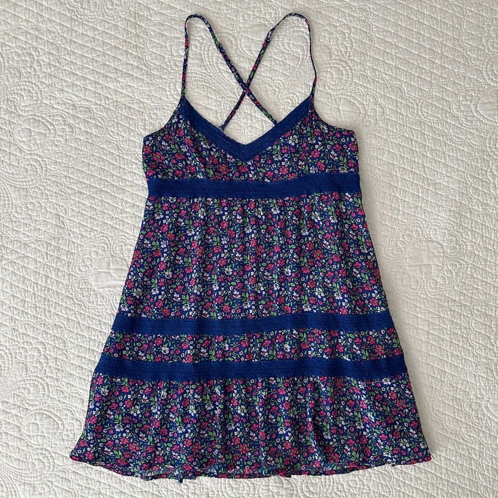 Abercrombie & Fitch Y2K Floral Babydoll Top Mini Dress 2000s Size XS